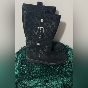 Black Suede Coach Tulip Boots